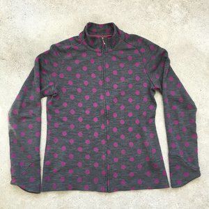 Ibex Sweater-Womens Medium-Heather Gray with Fushia Dots-Full Zip